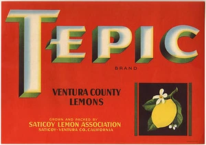 *Original* TEPIC Ventura Saticoy Lemon Blossom Crate Label NOT A COPY! - Picture 1 of 1