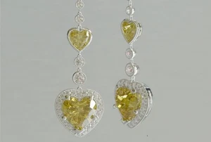 2ct Lab-Created Yellow Sapphire Stylish Style Drop Earring 14k White Gold Plated - Picture 1 of 1