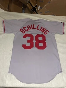 Curt Schilling Boston Red Sox Majestic Jersey Mens Small Sewn Gray USA Vintage - Picture 1 of 6