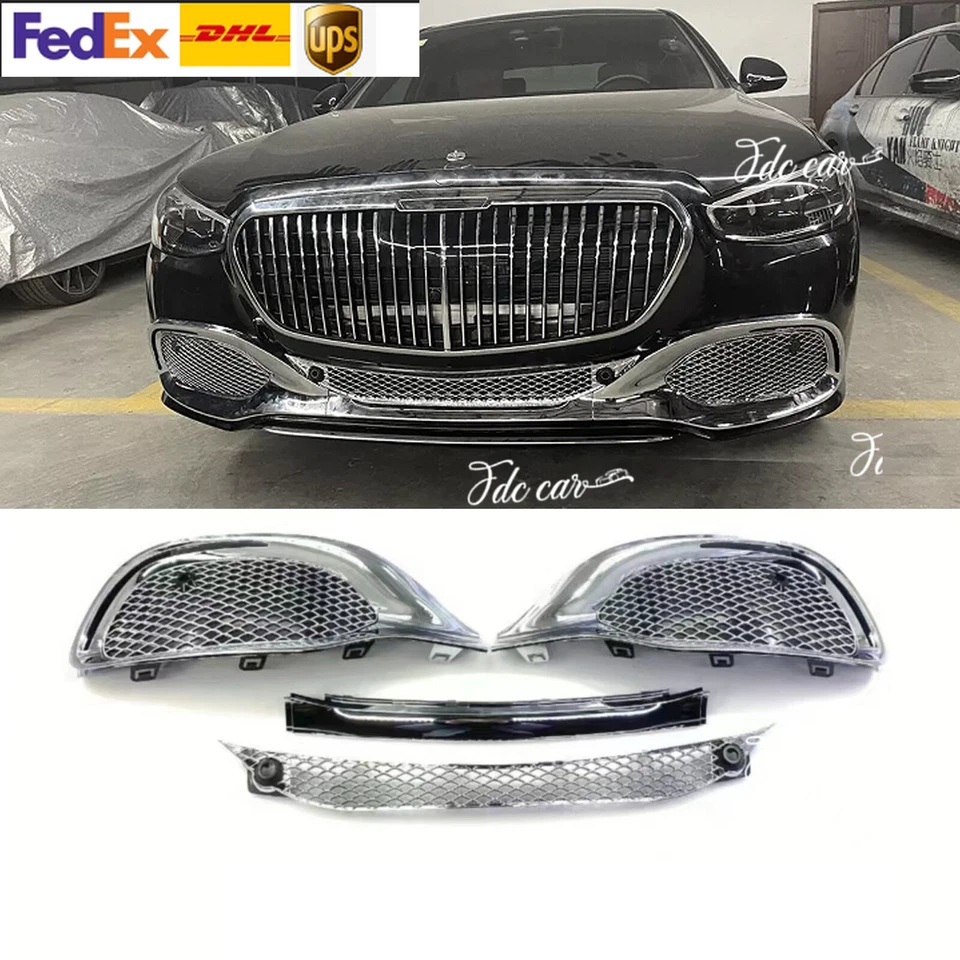Malla de rejilla de ventilación de parachoques cromada para Mercedes Benz W223 Clase S S400 S450 S500 21+ Foto 1 de 4