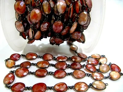 Natural Carnelian AB Mystic Coated Connector Chain Uneven Free Shape 10 to 15mm  - Изображение 1 из 4