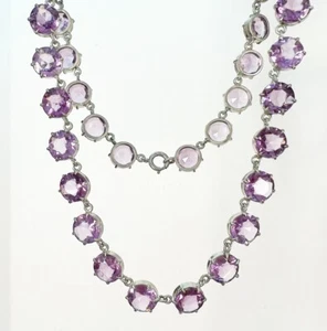 ANTIQUE • Art Deco Sterling Silver & Natural Amethyst Rivière Necklace - Picture 1 of 2