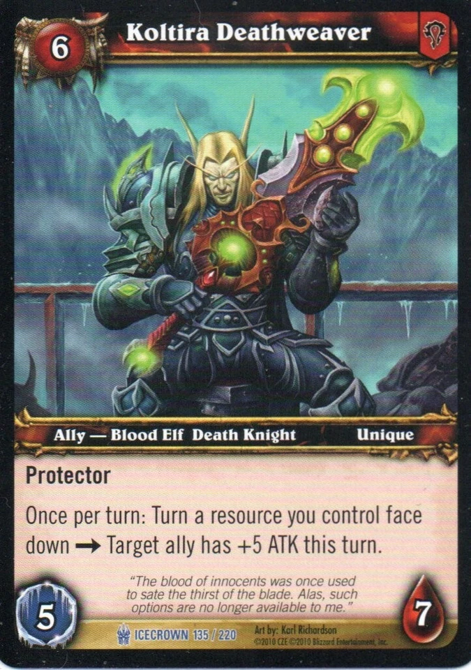 World of Warcraft TCG - Scourgewar - Koltira Deathweaver #135 Rare - Image 1 of 1