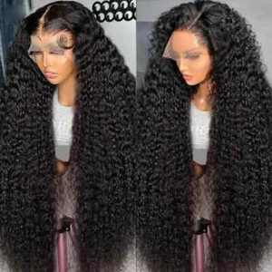 Pelucas de cabello humano frontal de encaje sin pegamento de 30 pulgadas 13x6 sueltas ondas rizadas 13x4 para mujer - Imagen 1 de 12