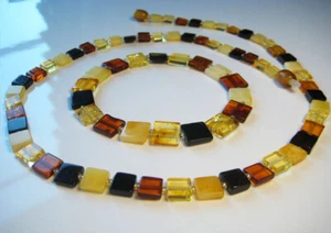 Elegant Genuine Multicolour Baltic Amber Necklace and Bracelet !!! - Picture 1 of 4