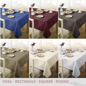 Damask Floral Jacquard Tablecloth in Various Colours, Shapes & Sizes - Picture 1 of 8