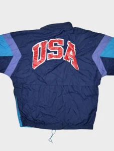 Vintage Asics Jacket Mens L Windbreaker Color Block USA Olympic Tiger Warm Up - Picture 1 of 13