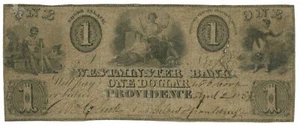 185X Westminster Bank, Providence, Rhode Island $1 Obsolete Note (62105) - Picture 1 of 2