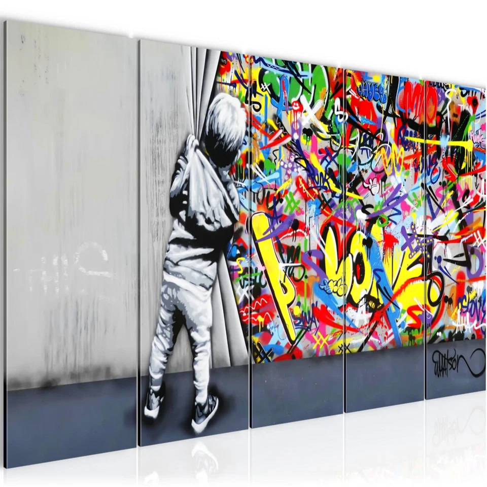 Bilder Banksy Boy Wandbild Vlies Bild XXL Format Deko Kunstdrucke Street Art - Bild 1 von 1
