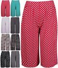 New Womens Printed Ladies Plus Size Stretch Elasticated Wide Leg Culottes Shorts