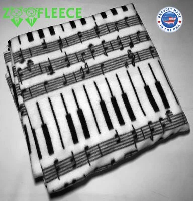ZooFleece 50X60" Music Quarter Notes Piano Song Melody Blanket Bedding Throw