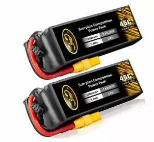2 pk 1000mAh 45C 2S 7.4V LiPo Battery XT60 Plug for RC Car Helicopter Boat Drone - Picture 1 of 4