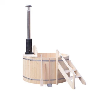 ALEKO Wood-Fired 4-5 Person Hot Tub and Ice Bath with Internal Stove Pine - Picture 1 of 10