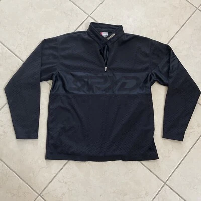 Spyder Active 衬衫男式大号黑色套衫长袖 1/4 拉链图案 — 第 1/4 张图片