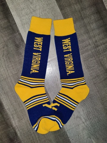 West Virginia Mountaineers College Go Team Crew Socks Large Cover