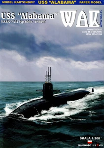 USS Alabama US Modern Submarine WAK 10/2017 1:200 modello cartaceo NUOVO!! - Foto 1 di 1