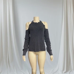 Rag & Bone Womens Cold Shoulder Ribbed Sweater Size M Grey Thick Long Sleeve - Picture 1 of 15