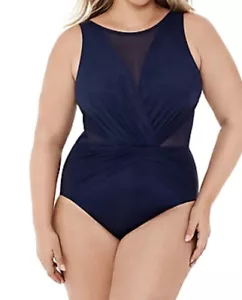 TRAJE DE BAÑO MILAGROSO ILUSIONISTA PALMA DE UNA PIEZA AZUL MEDIANOCHE TALLA 24W EE. UU. - Imagen 1 de 5