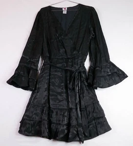 Heart & Heels Women’s Juniors Dress Wrap Black Iridescent Bell Sleeves 2X New - Picture 1 of 8