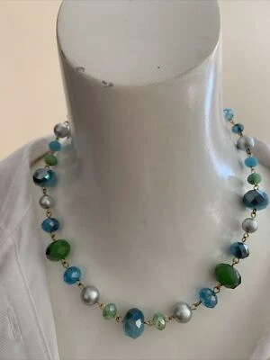 NUEVO CON ETIQUETAS Collar Carolee Cuentas Azul y Perla Tono Oro 18" JD 784 Foto 1 de 4