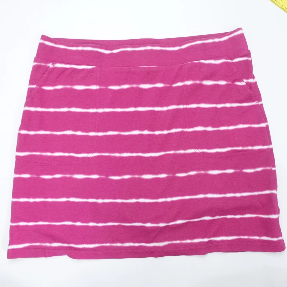 Falda corta Croft & Barrow para mujer grande rosa blanca a rayas cintura elástica deportes Foto 1 de 4