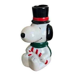 Snoopy Christmas Candle Holder Holiday 5”H RARE Vintage - Picture 1 of 10