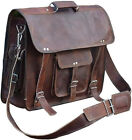 Genuine Vintage Brown Leather Messenger Shoulder Laptop Bag Briefcase New Men's
