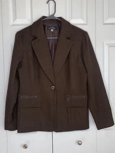 Vintage Giorgio Sant' Angelo Blazer Women's Brown Shoulder Pads Pockets  Sz 14 - Picture 1 of 5