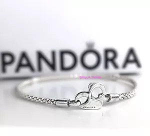 NEW PANDORA 592453C00 925 Silver Moment Studded Chain Heart Charm Bracelets - Picture 1 of 2
