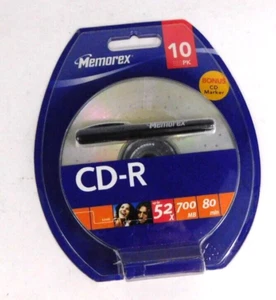 Memorex 10-pack 52x 700 MB 80 min CD-R Discs With CD Marker - Picture 1 of 6
