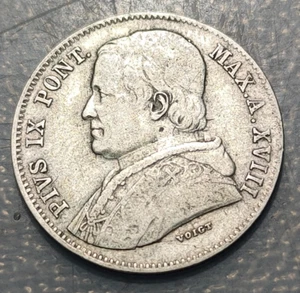 VATICANO 20 BAIOCCHI 1864 R ANNO XVIII MBC-/MBC - Picture 1 of 2