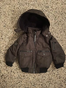 Urban Republic Size 24 Months Boys Kids Hooded Coat Jacket Zip Up Brown - Picture 1 of 12