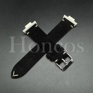 Suede Leather Vintage Watch Band Strap Fits Tissot PRX Adapter Quick Release BLK - Picture 1 of 4