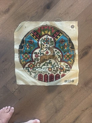 ANTIQUE 20” X 20” NEEDLEPOINT BLANK FROM BUDAPEST HUNGARY # 0190 - Image 1 of 2