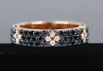 Moneda Roberto $4,670 Oro Rosa 18K Diamante Blanco Negro Amor en Verona Anillo 4.5mm Foto 1 de 4