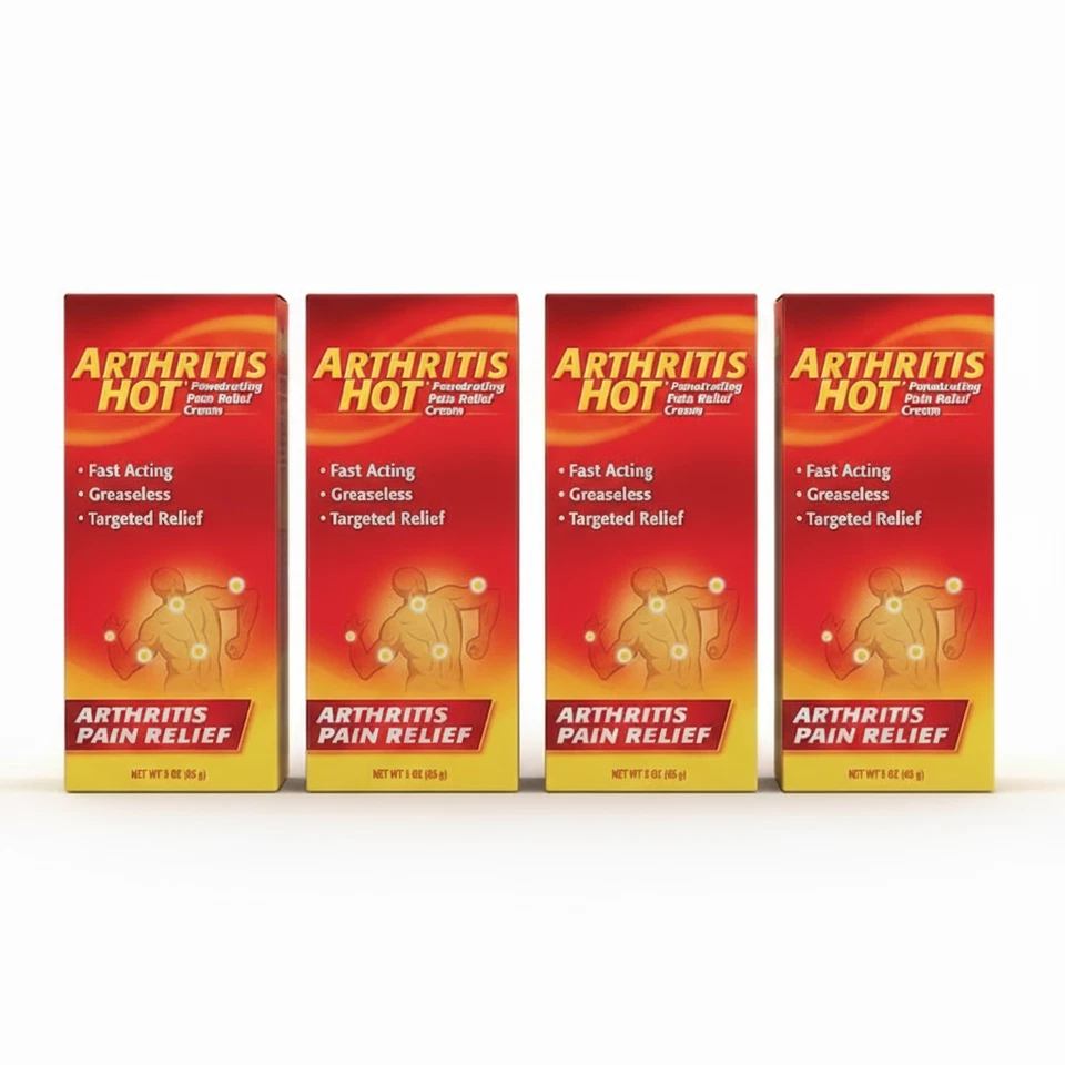 4 Pack Arthritis Hot Pain Relief Cream Deep Penetrating Fast Acting 3 Oz Each - Image 1 of 4