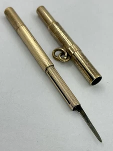 VTG MECHANICAL WORKING GOLD FILLED -PENCIL / TOOTHPICK INSIDE WATCH TOGGLE (V632 - Picture 1 of 6