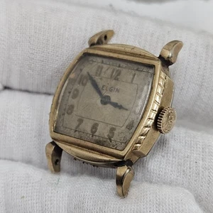Vintage Mens Deco Elgin Gold Plated Manual Wind Watch Mechanical Parts/Repair  - Picture 1 of 9