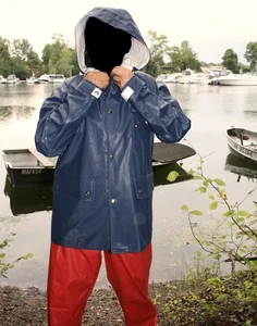Grundens giacca a vela giacca antipioggia fregio PVC raincoat gomma rubber jacket - Foto 1 di 16