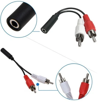 3.5mm Female Stereo Jack to 2 RCA Phono Audio Cable Adapter Lead  - Image 1 of 4