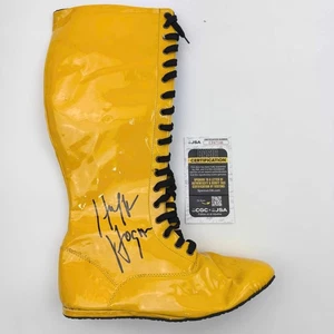 Autographed/Signed Hulk Hogan Yellow WWE WWF Wrestling Boot/Shoe JSA COA - Picture 1 of 2