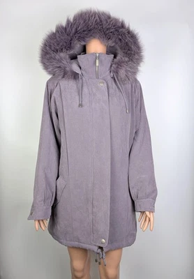 Parka/abrigo de lujo con capucha con ribete de piel de zorro deportivo Bromley para mujer en lila talla S Foto 1 de 4