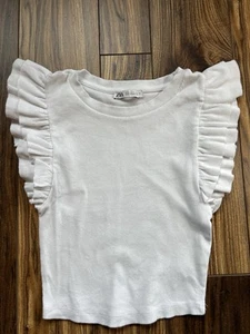Camicia Zara Wmns|a costine|tagliata|manica con volant|bianca|taglia small|carina|estate| - Foto 1 di 7
