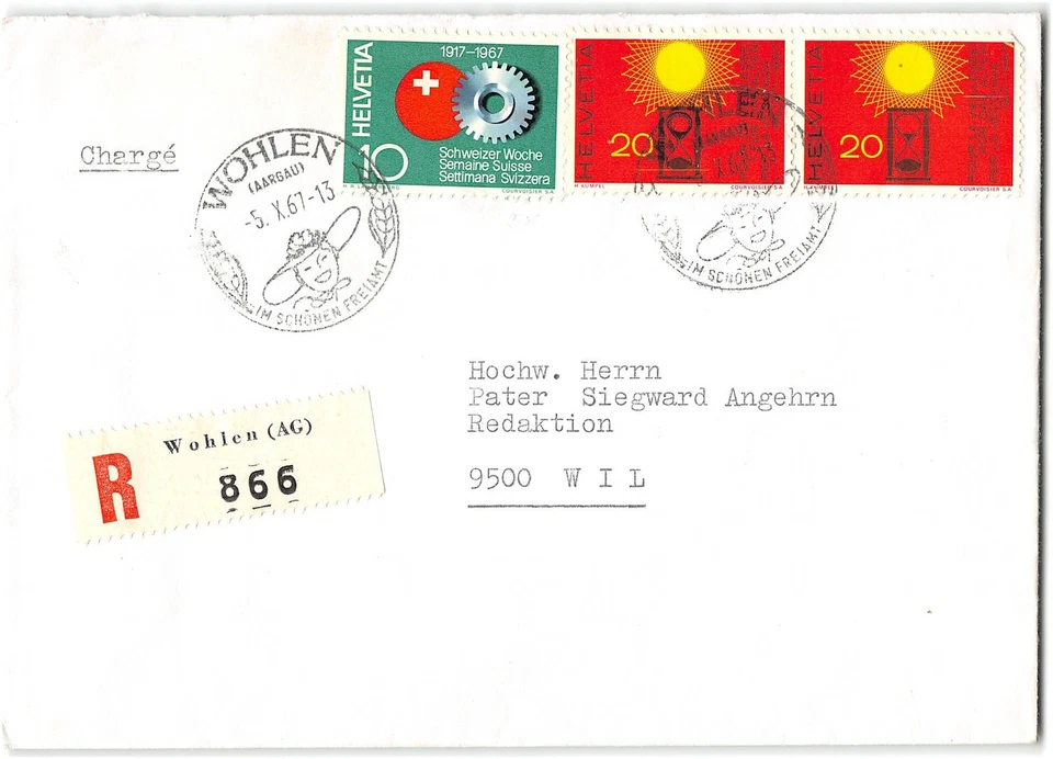 Switzerland #483-4 Registered Swiss cover, 1967 - Image 1 of 1