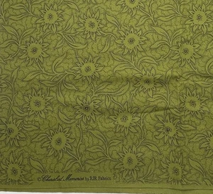 CHERISHED MEMORIES by RJR Fabrics Sunflower Outlines on Avocado Green 1/3 yd - Picture 1 of 2