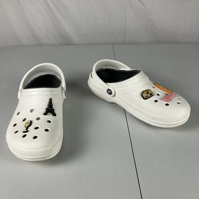 Zueco Crocs clásico forrado para hombre talla 7 para mujer talla 9 blanco difuso pelusa zapatos pantuflas Foto 1 de 4