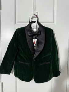 kidinix Boys Suits for Kids Size 6 Green Velvet 2 Pieces - Picture 1 of 3