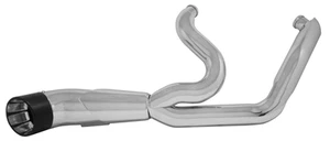 2 Into 1 Exhaust System w/Deep Cut Black Tip 1986-2017 Softail Models (92139) - Picture 1 of 1