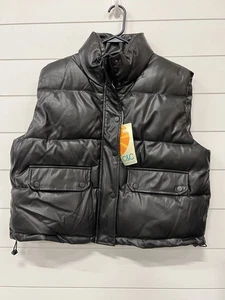 C&C California Women's Black Faux Leather Puffer Vest Size XL Extra Large NEW - Picture 1 of 7