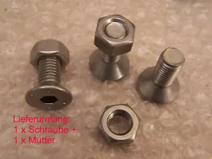 1x Senkschraube M12 x 30 Edelstahl "V2A" mit Mutter / Innensechskant Imbus Inbus - Bild 1 von 2